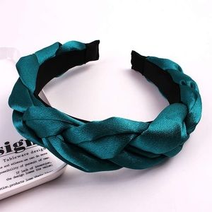 Teal Satin Braided Headband